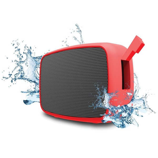 Ematic RuggedLife 15-Watt Water-Resistant Bluetooth Rechargeable Speaker and Speakerphone (Red) ESQ206RD